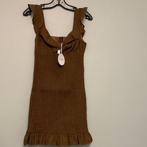 STORIA Women’s Brown Ruffle Mini Dress Size Small